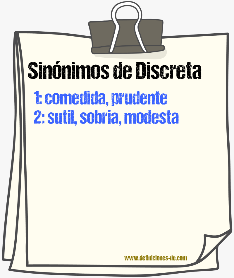 Sinónimos de discreta