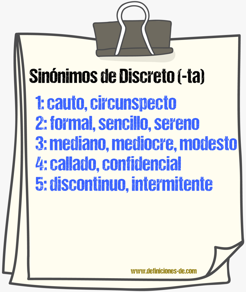 Sinnimos de discreto