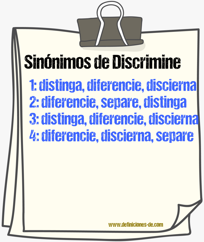 Sinónimos de discrimine