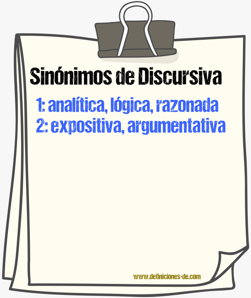 Sinónimos de discursiva