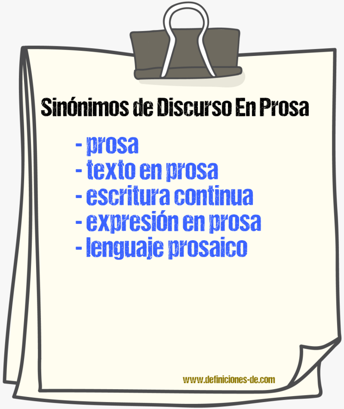 Sinónimos de discurso en prosa