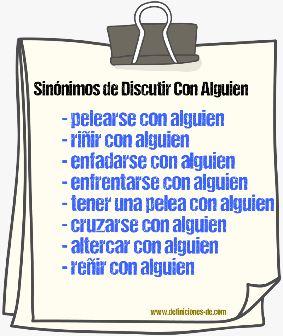 Sinónimos de discutir con alguien