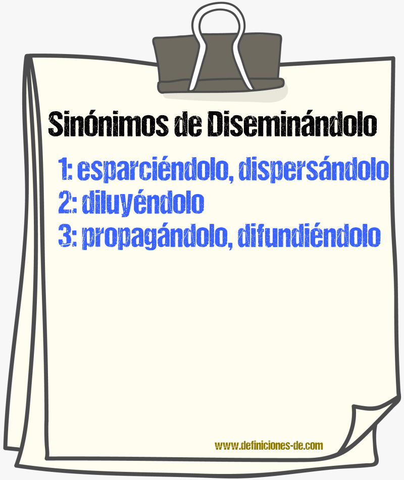 Sinónimos de diseminándolo