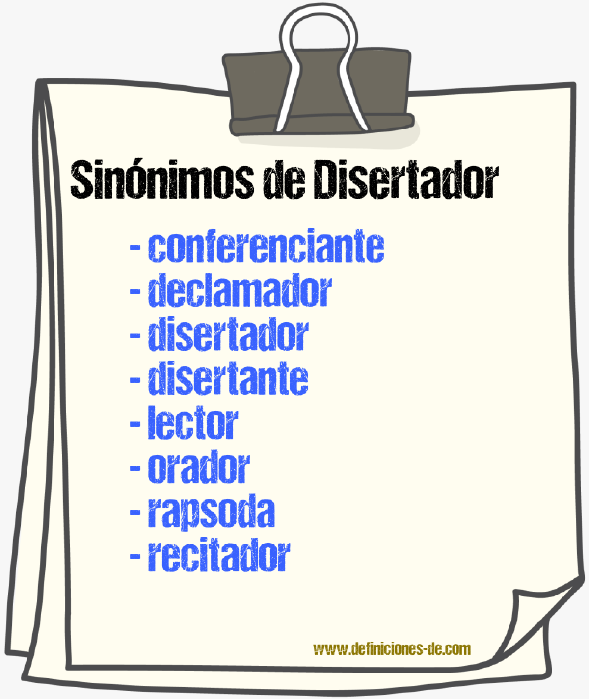 Sinnimos de disertador