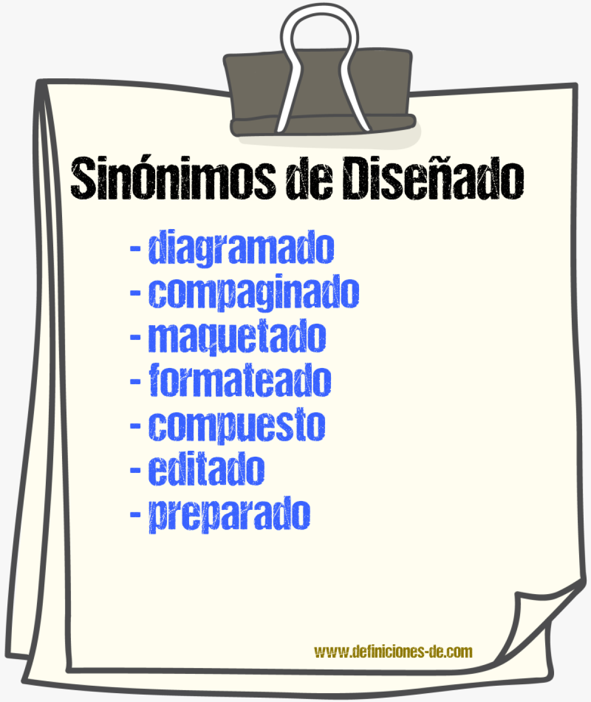 Sinónimos de diseñado