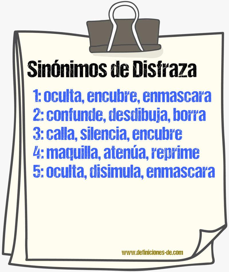Sinónimos de disfraza