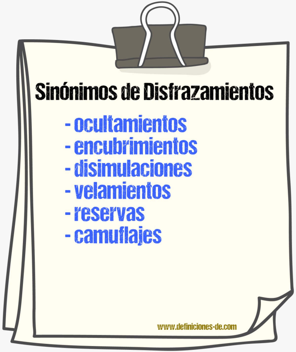Sinónimos de disfrazamientos