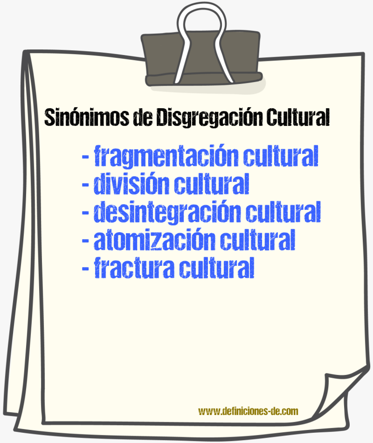 Sinónimos de disgregación cultural