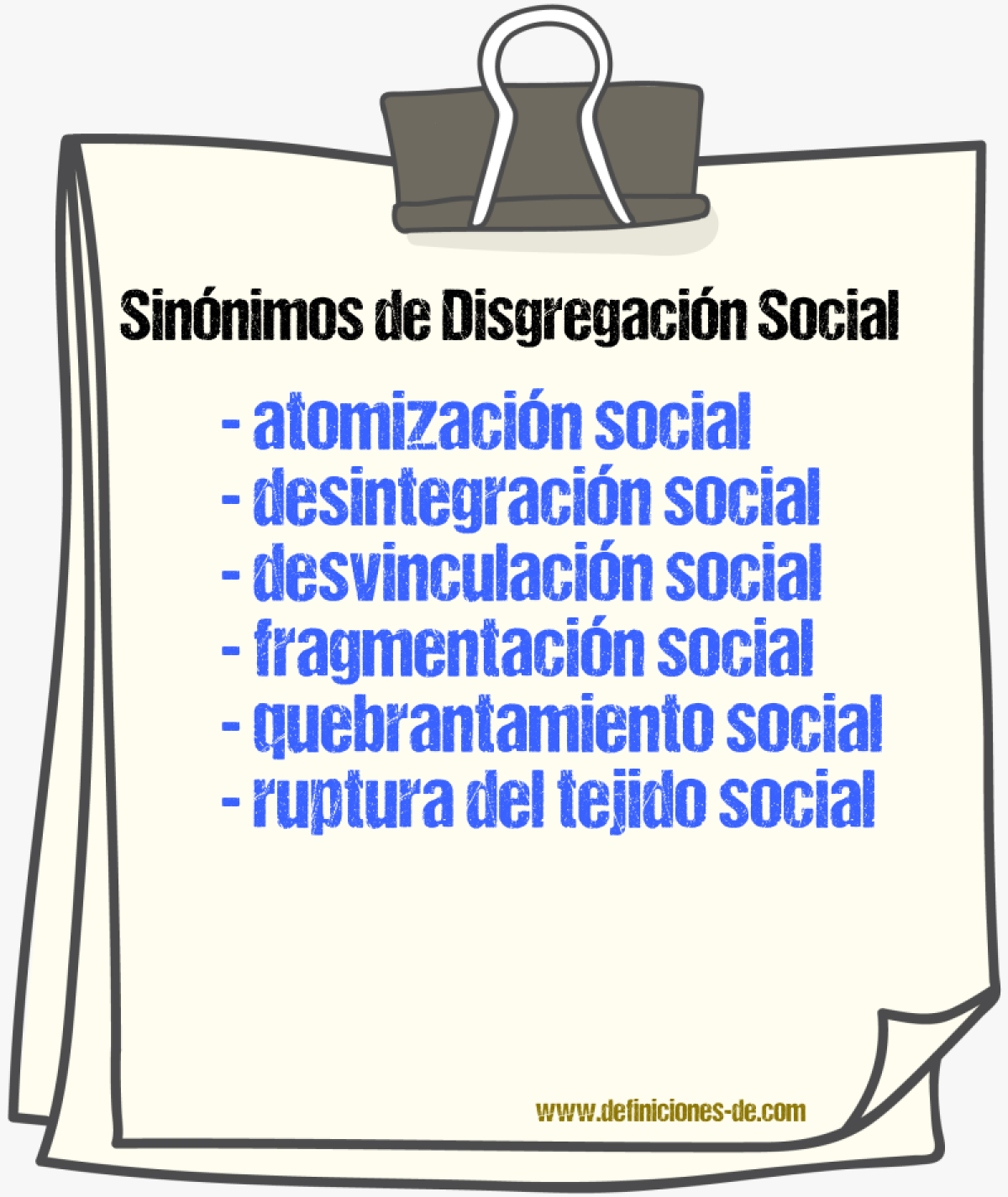 Sinónimos de disgregación social