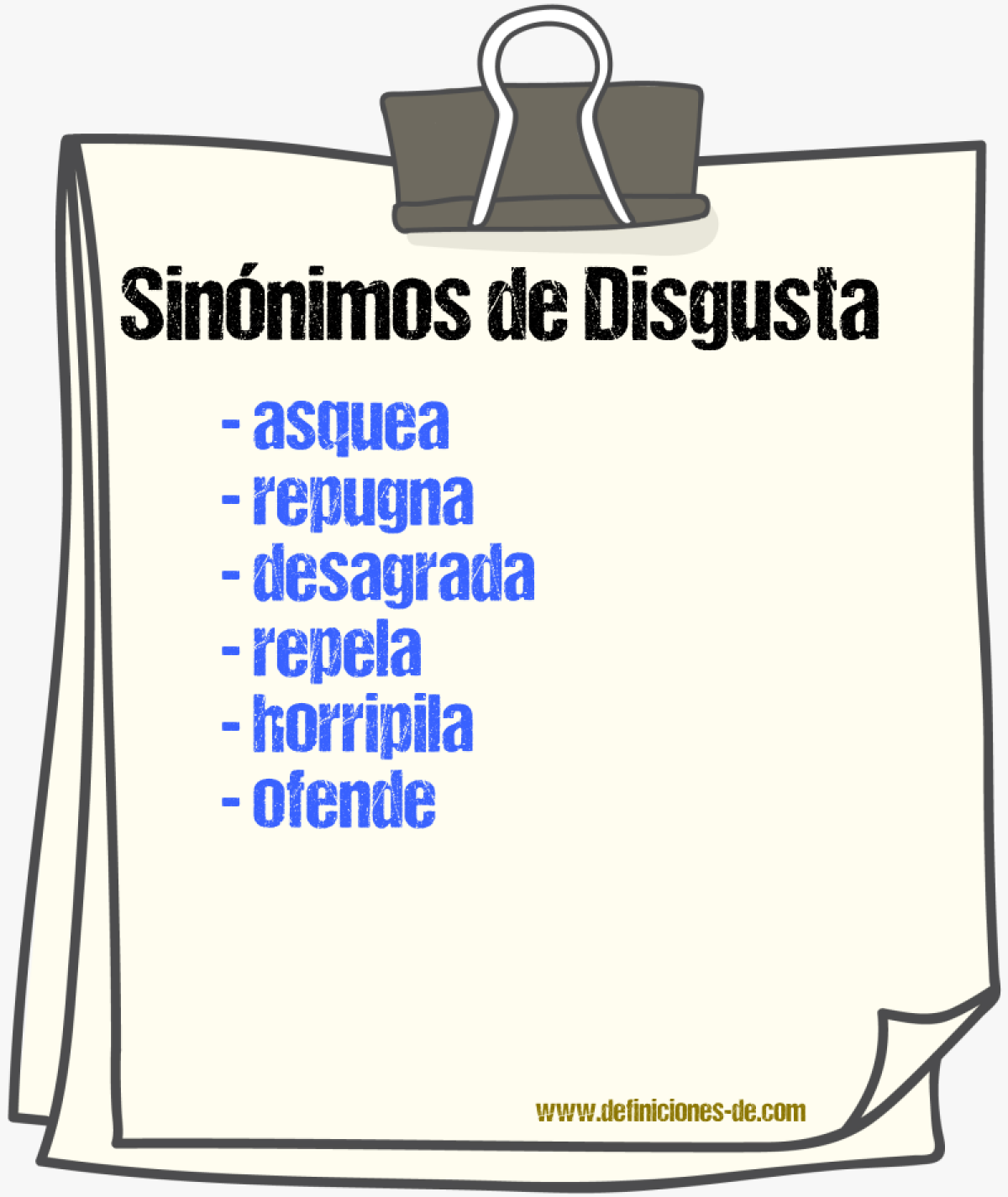 Sinónimos de disgusta