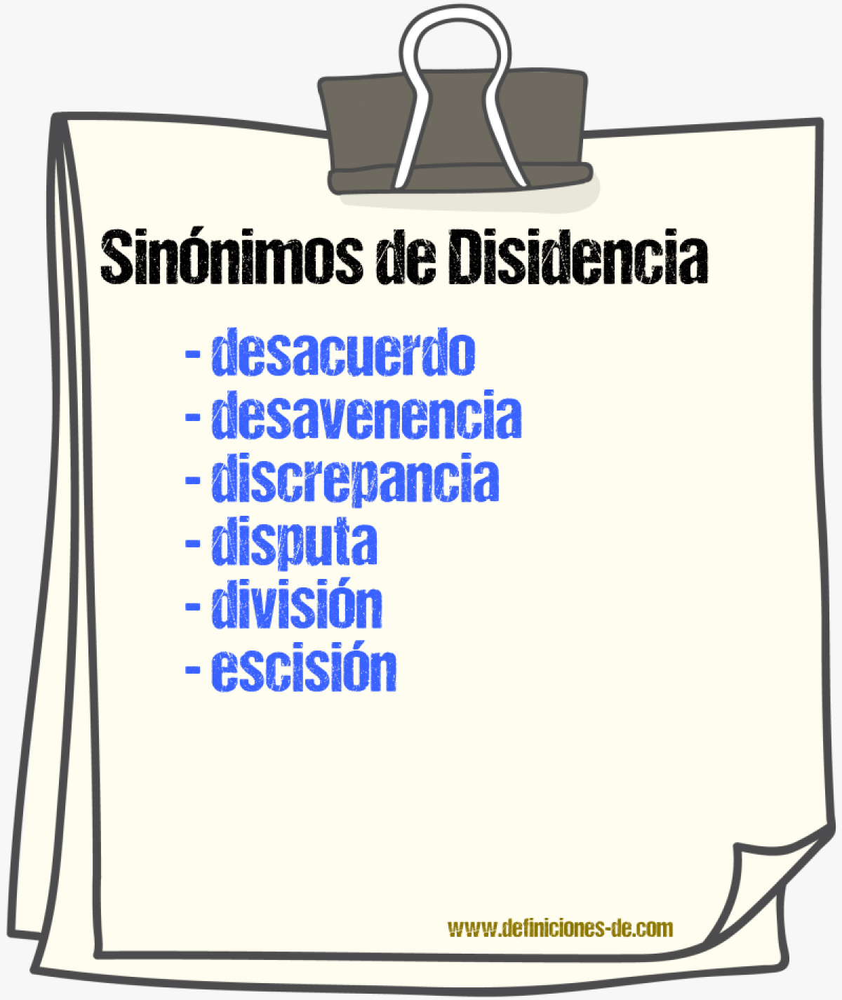 Sinnimos de disidencia