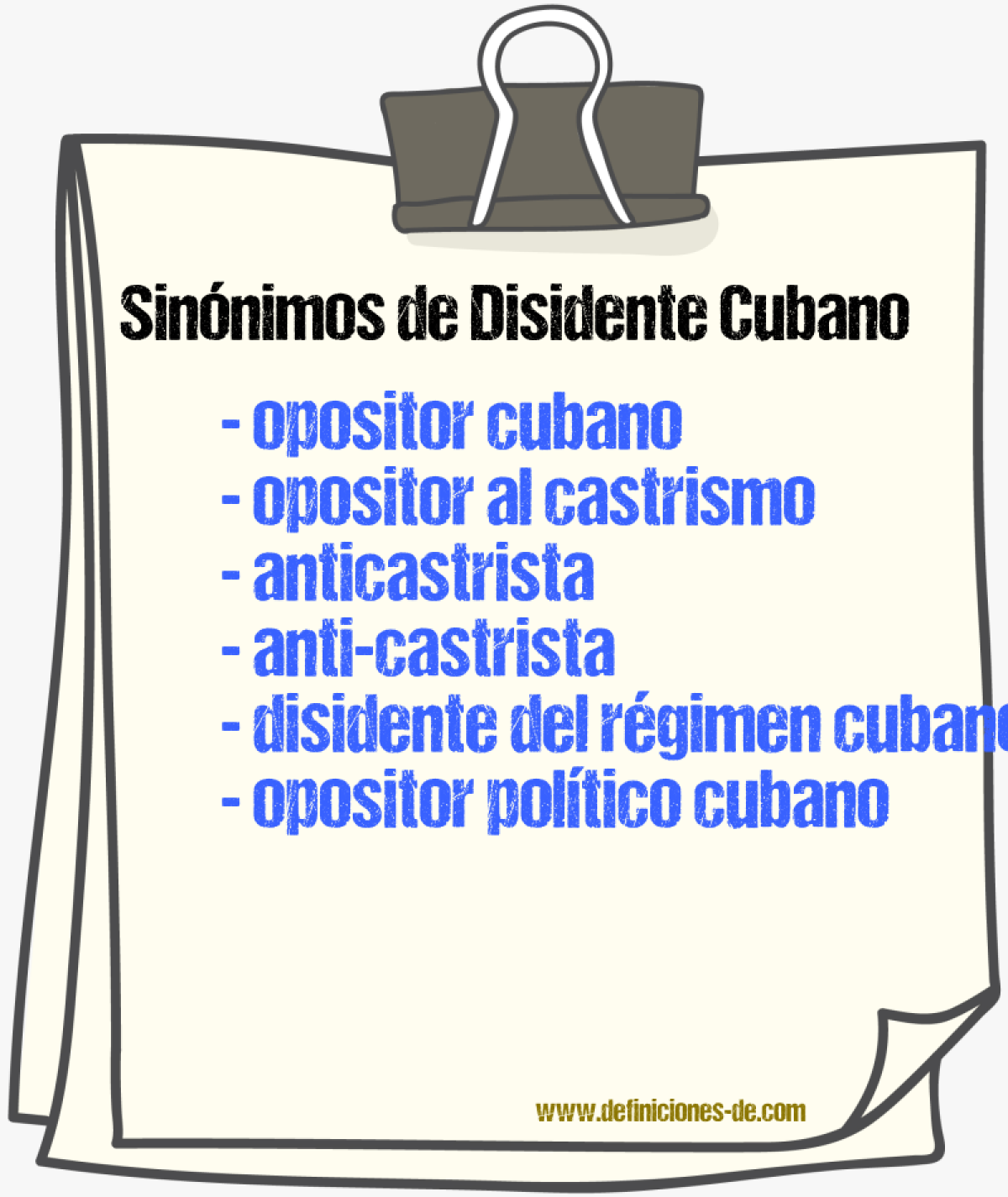Sinónimos de disidente cubano