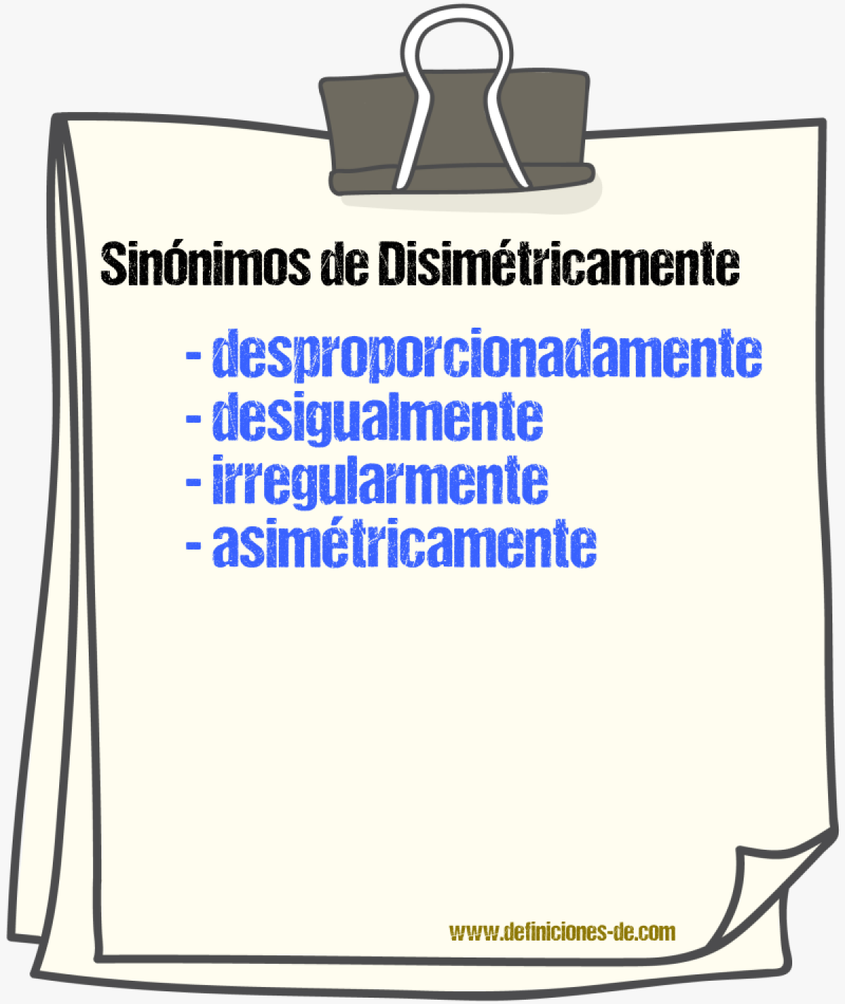 Sinnimos de disimtricamente