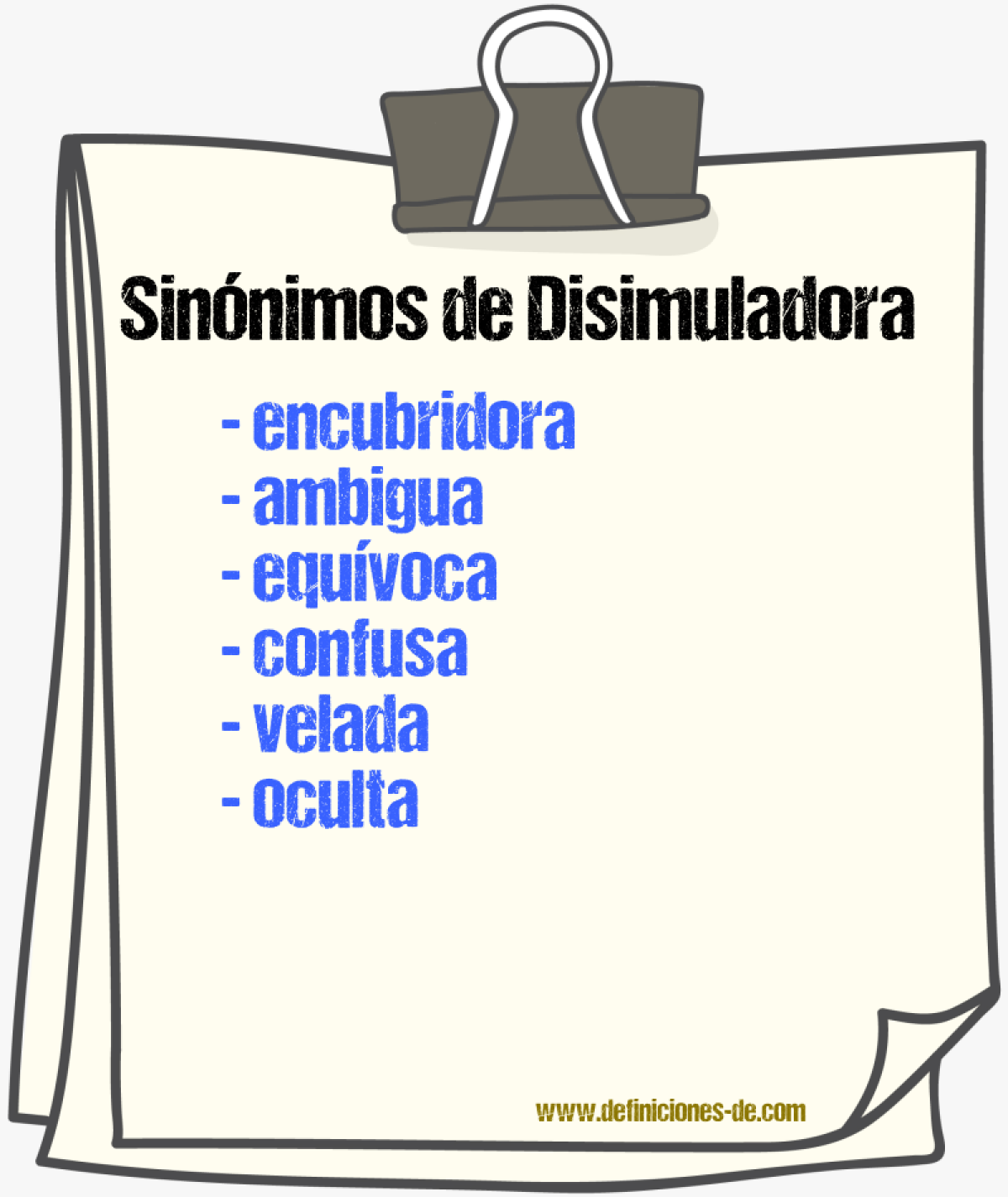 Sinónimos de disimuladora