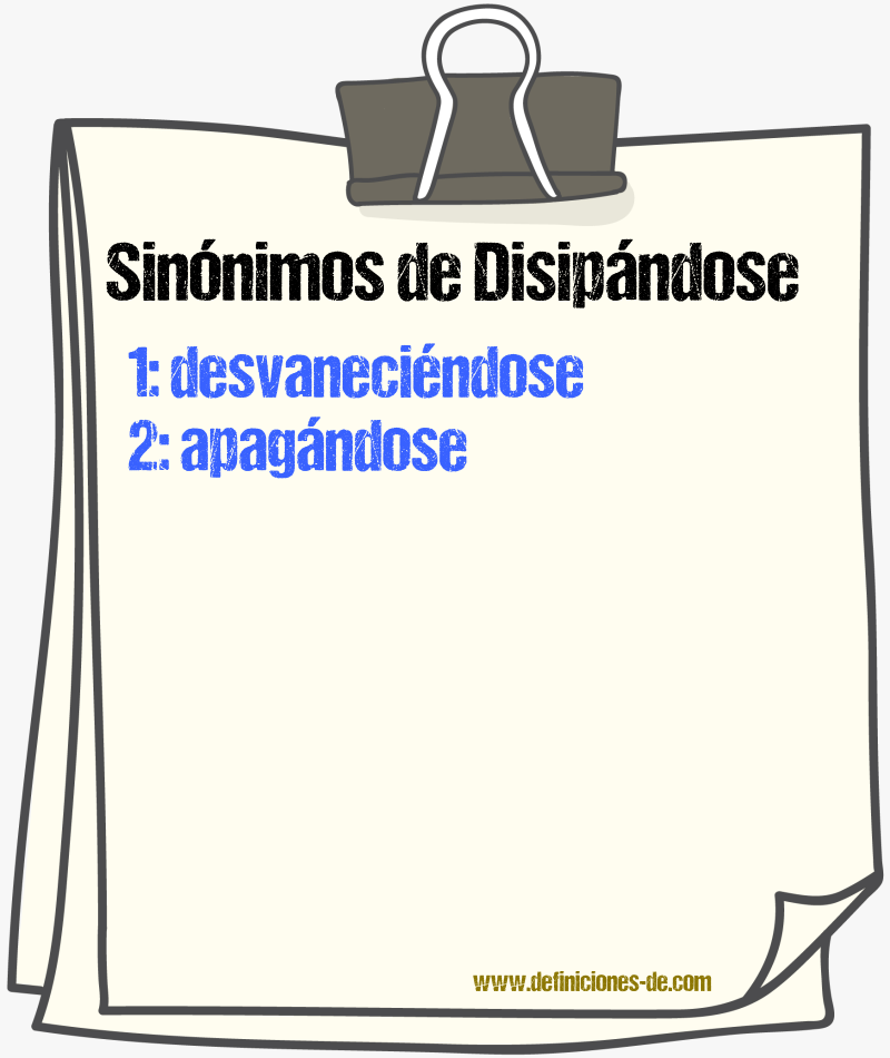 Sinónimos de disipándose