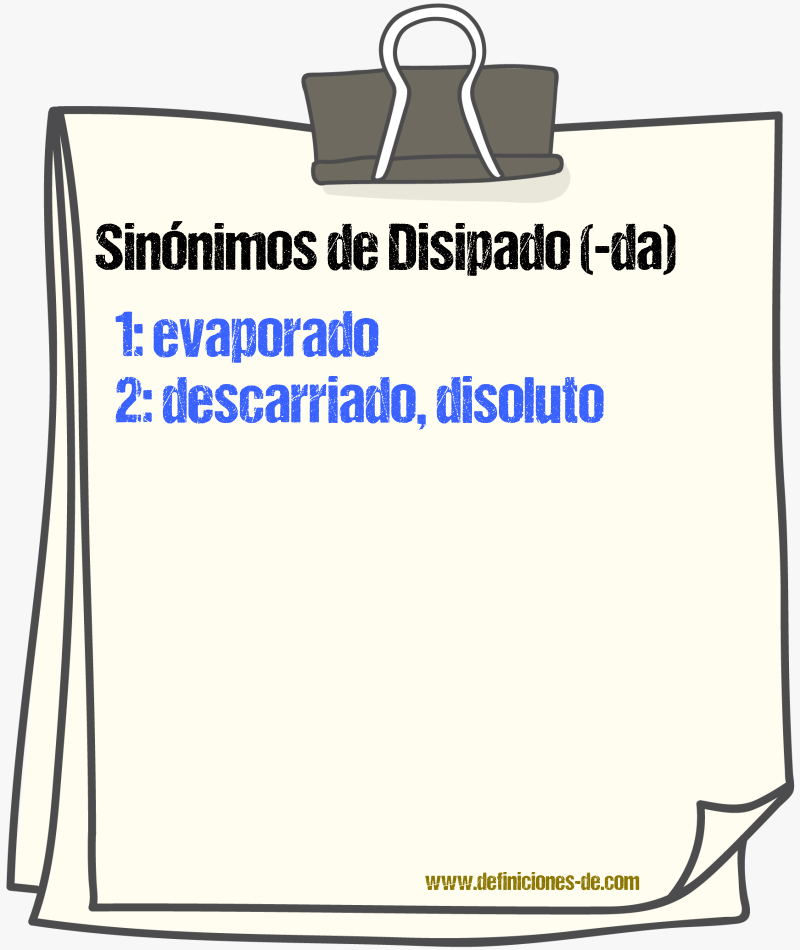 Sinnimos de disipado