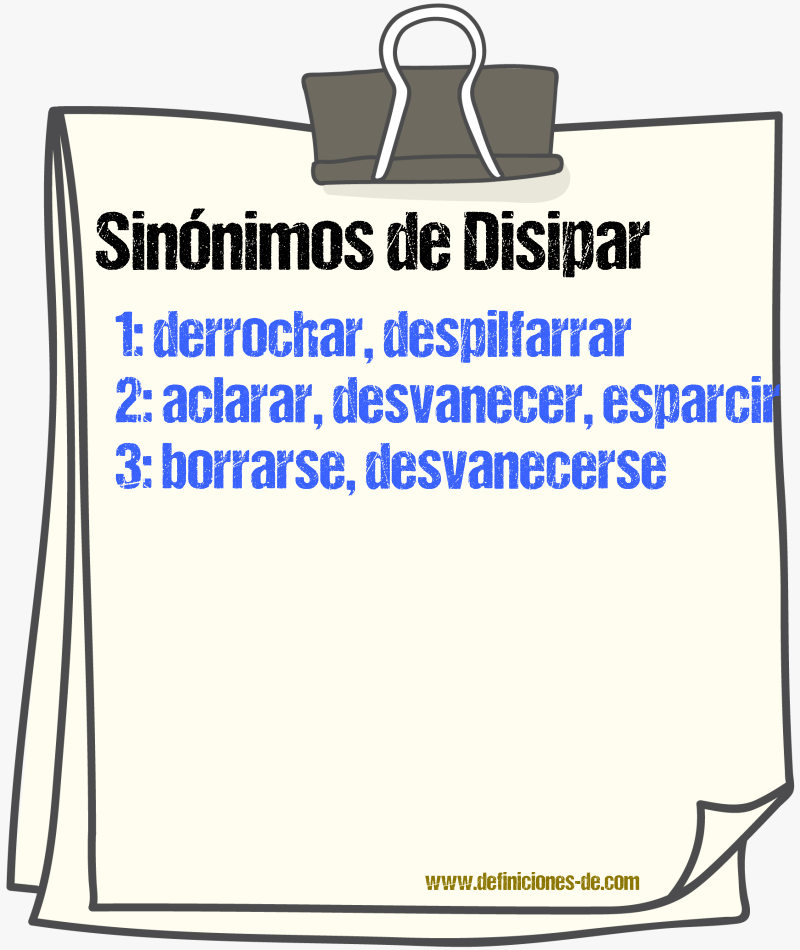 Sinnimos de disipar