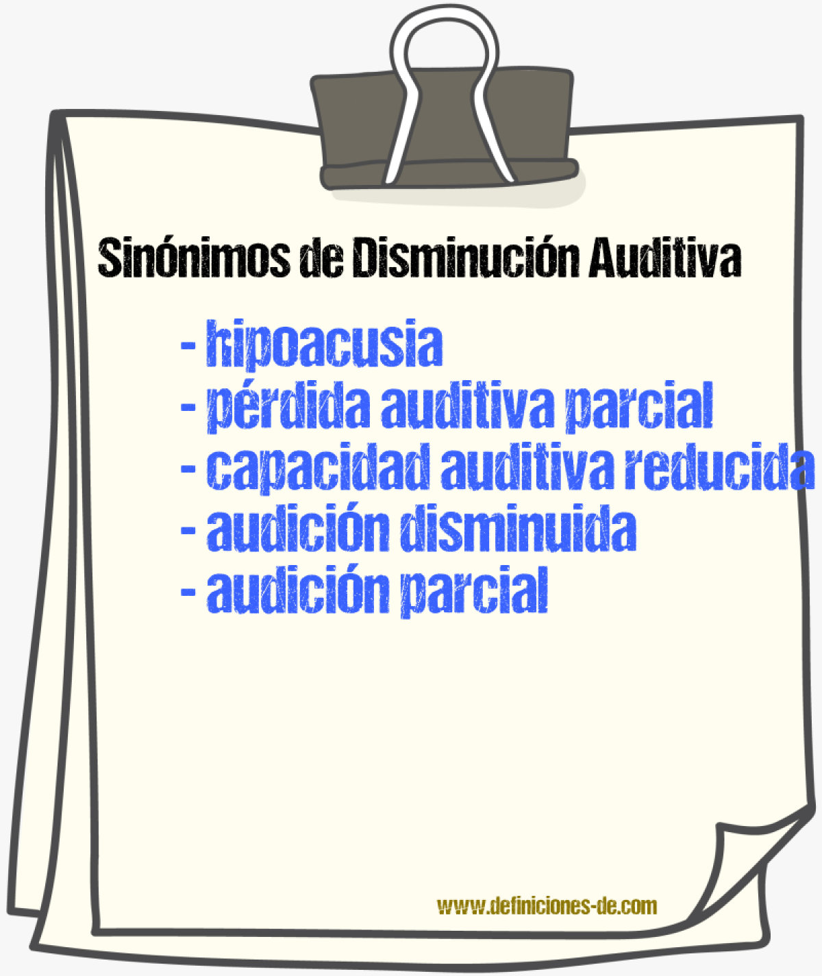 Sinónimos de disminución auditiva
