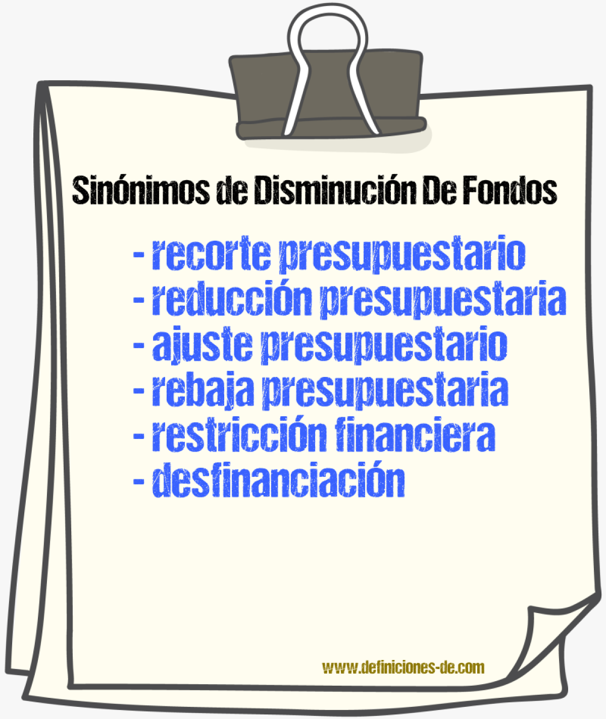 Sinónimos de disminución de fondos