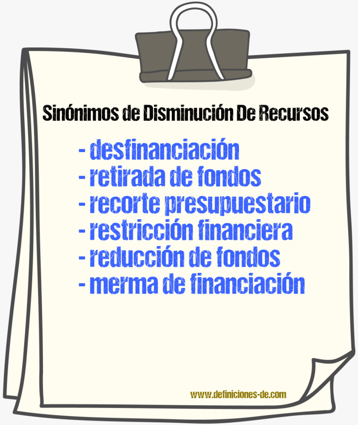 Sinónimos de disminución de recursos