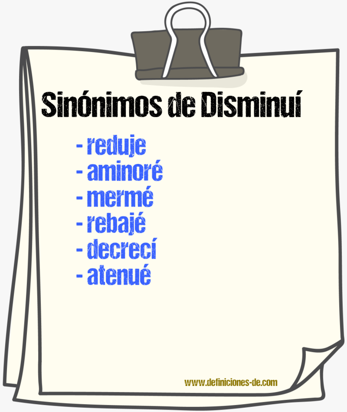 Sinónimos de disminuí