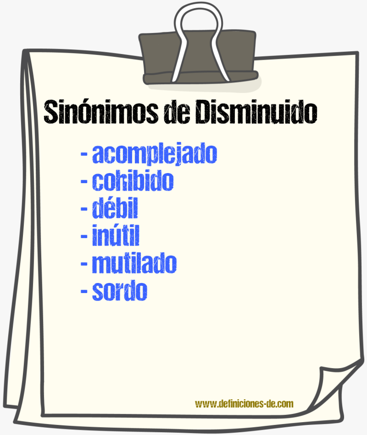 Sinnimos de disminuido