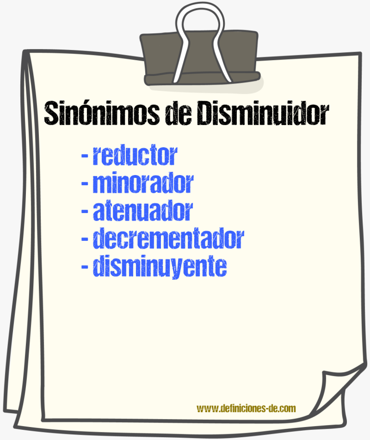 Sinónimos de disminuidor