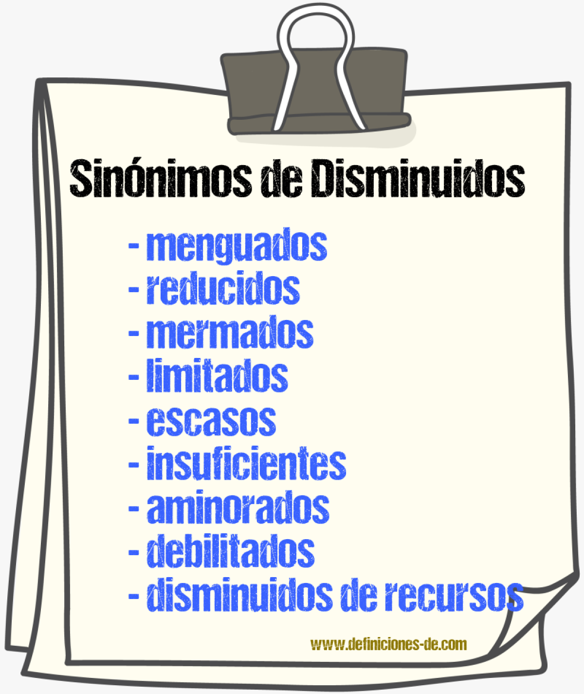 Sinónimos de disminuidos