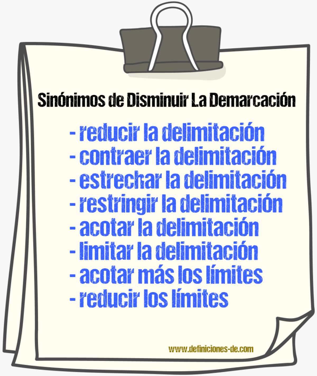 Sinónimos de disminuir la demarcación