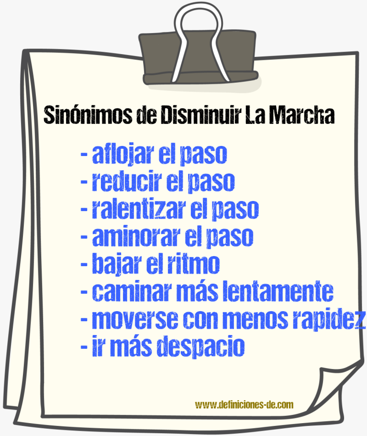 Sinónimos de disminuir la marcha