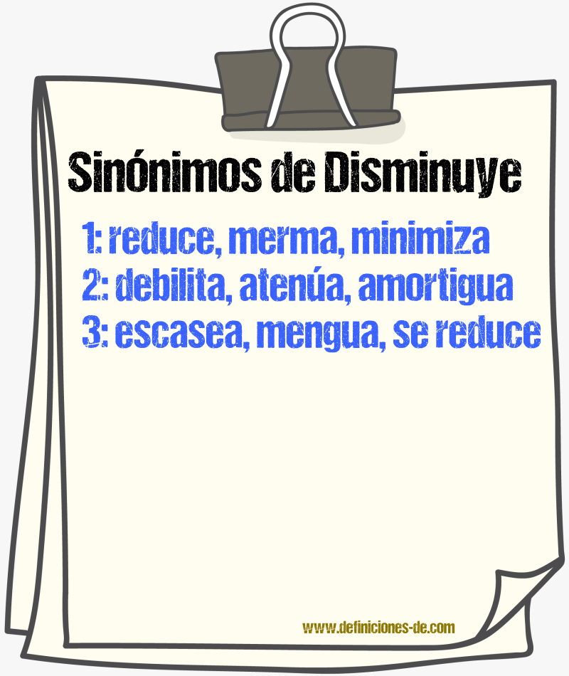 Sinónimos de disminuye