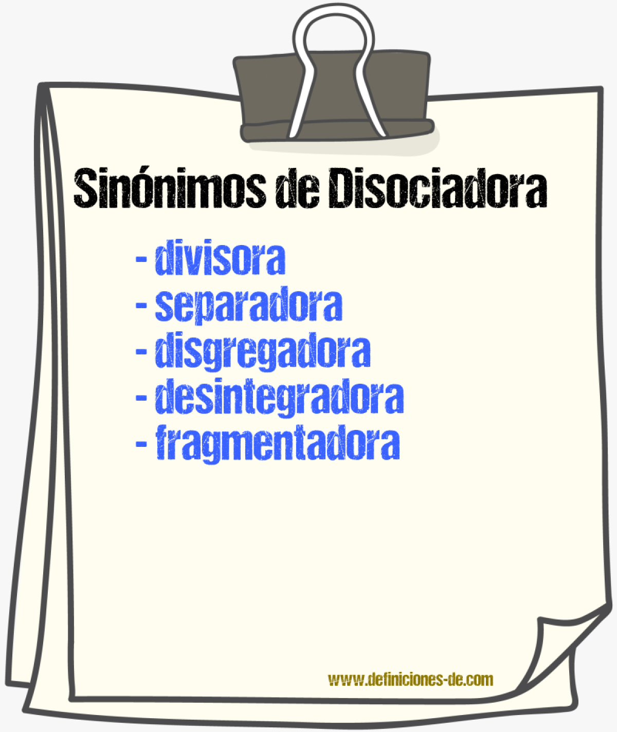 Sinónimos de disociadora