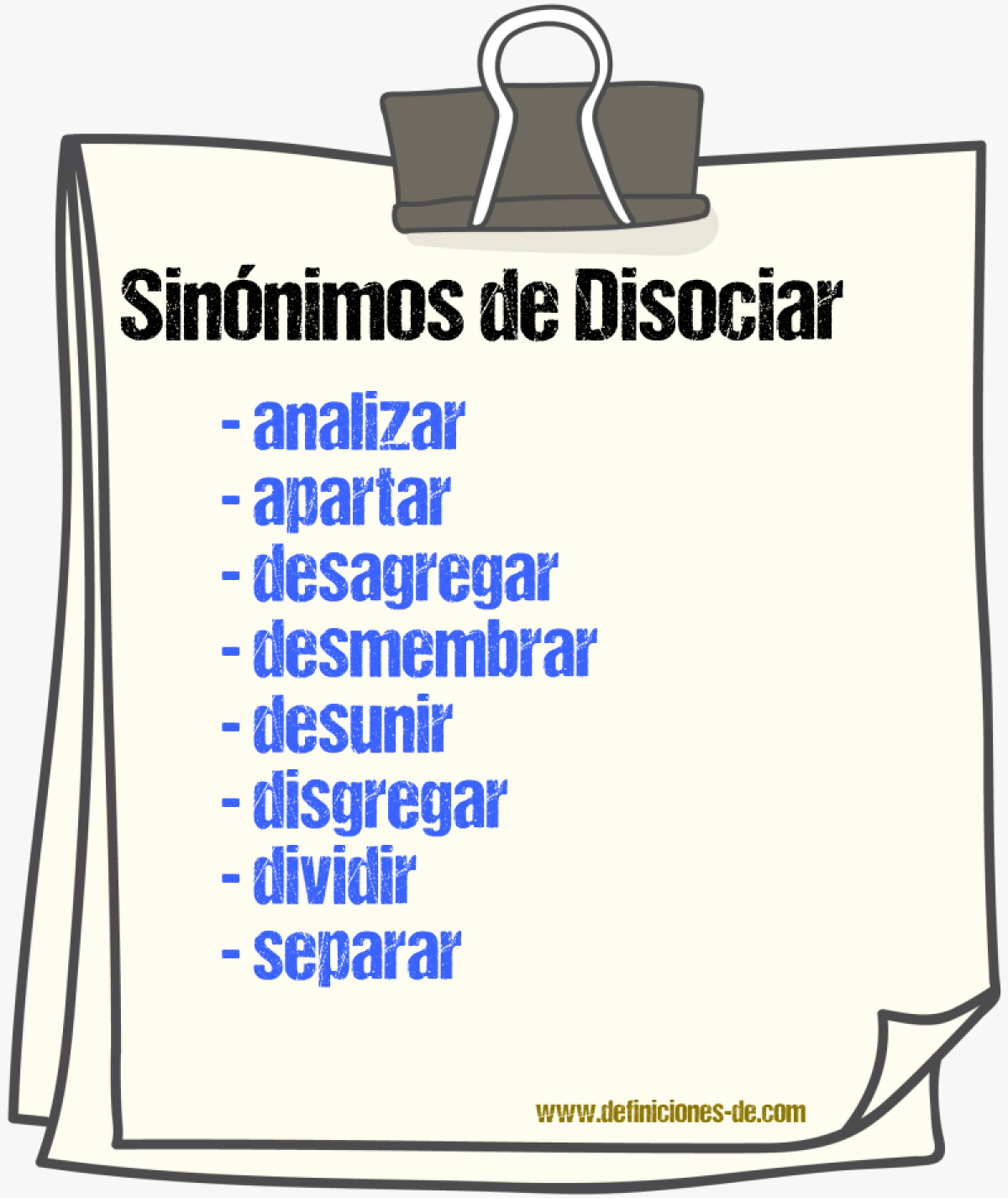 Sinnimos de disociar