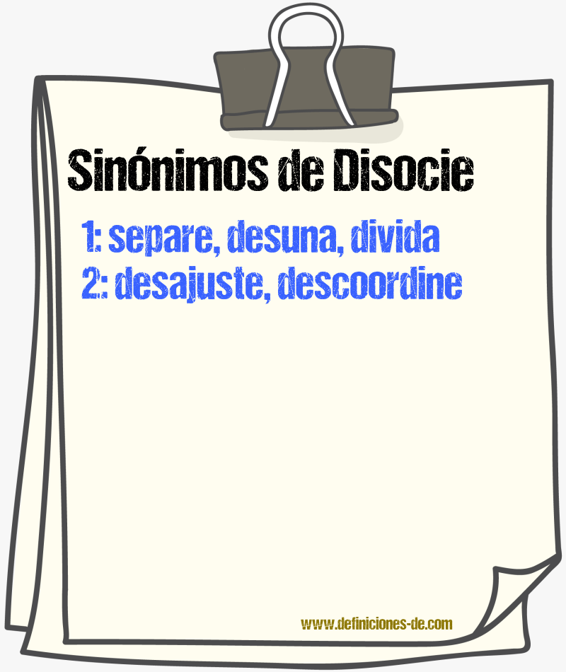 Sinónimos de disocie