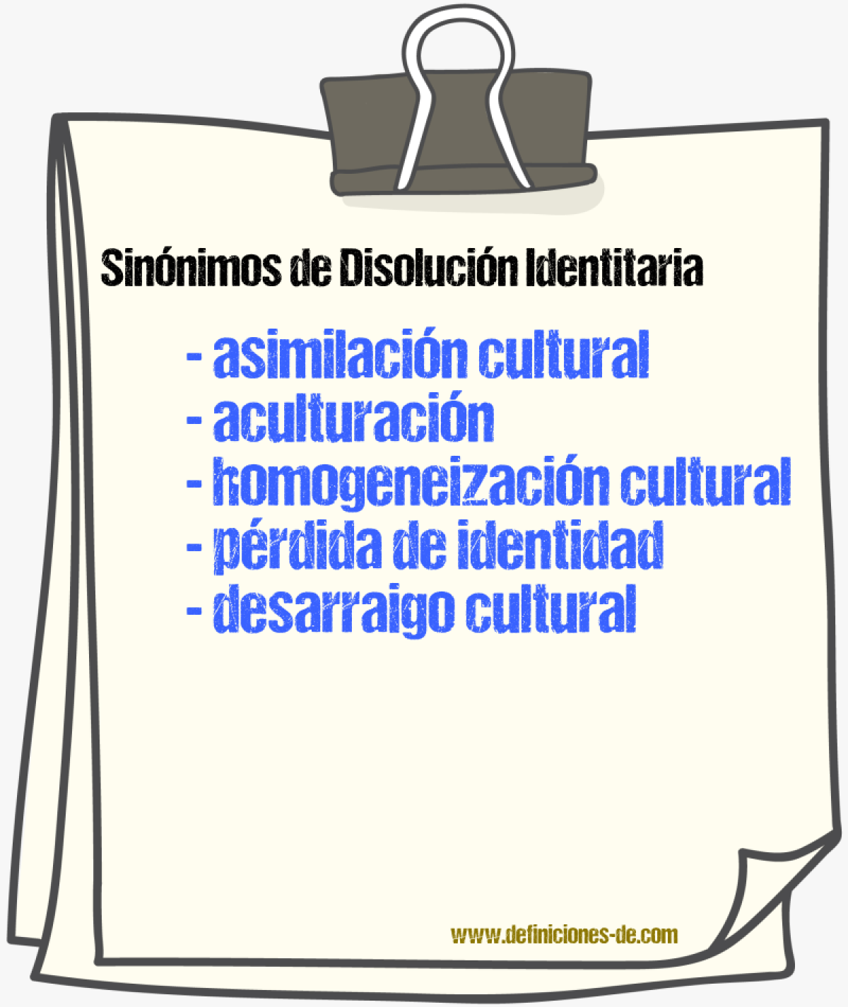 Sinónimos de disolución identitaria