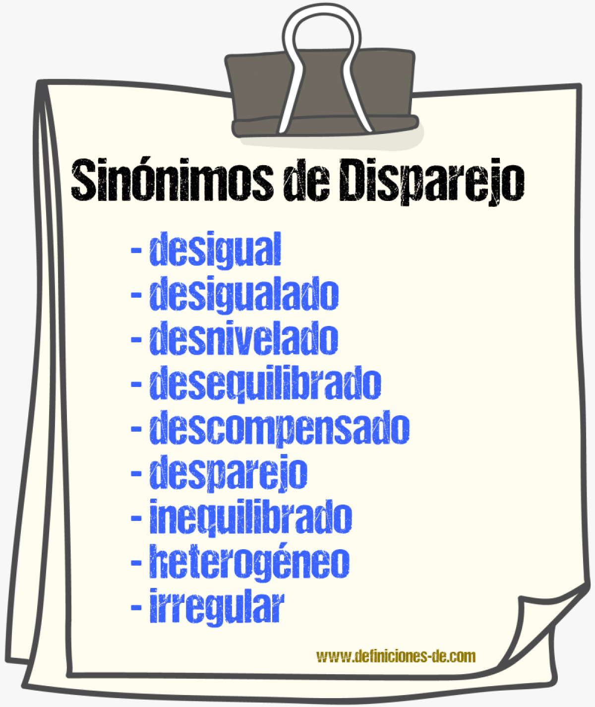Sinónimos de disparejo