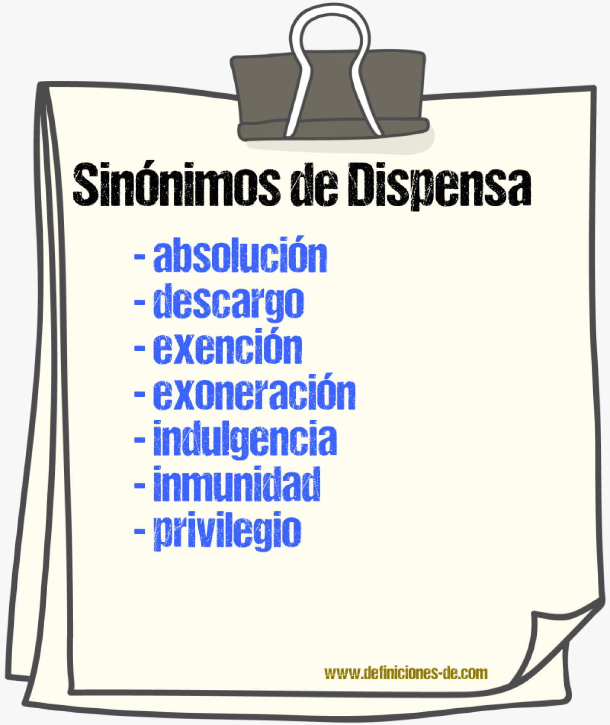 Sinnimos de dispensa