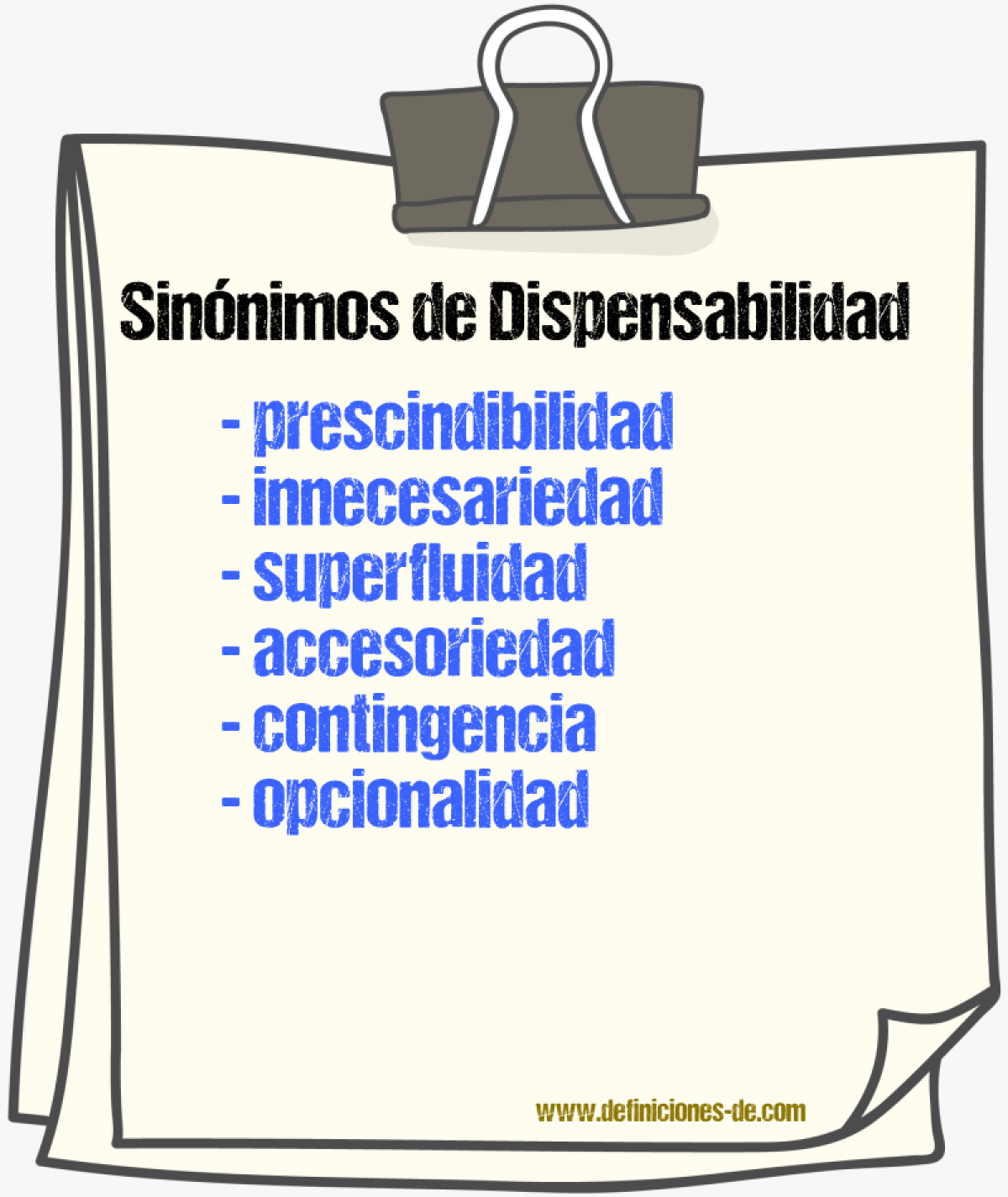 Sinónimos de dispensabilidad