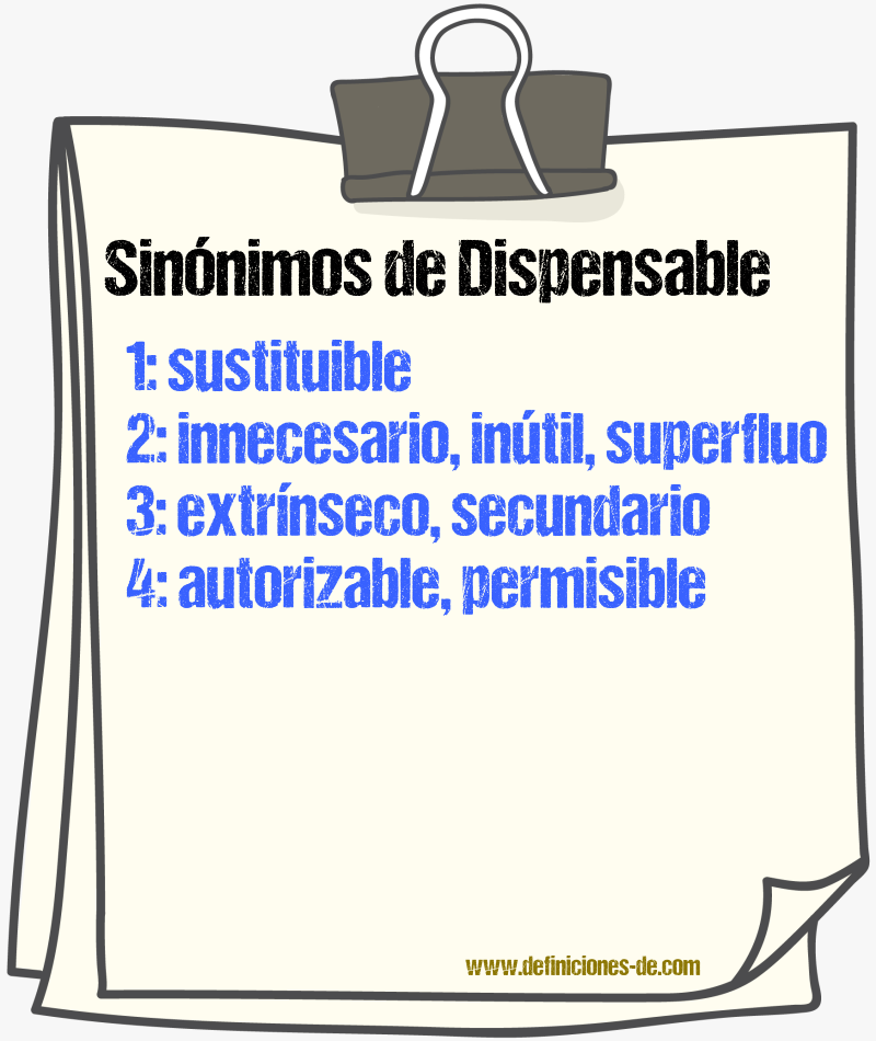 Sinnimos de dispensable