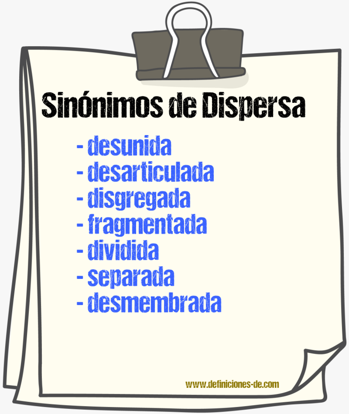 Sinónimos de dispersa