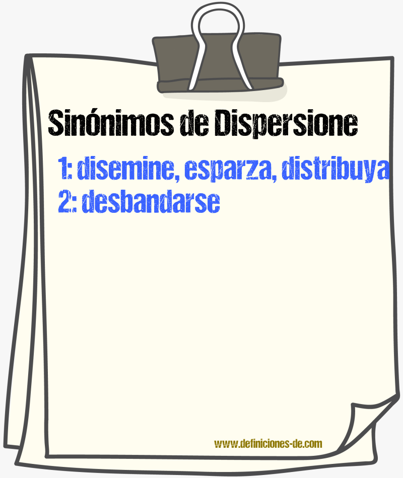 Sinónimos de dispersione