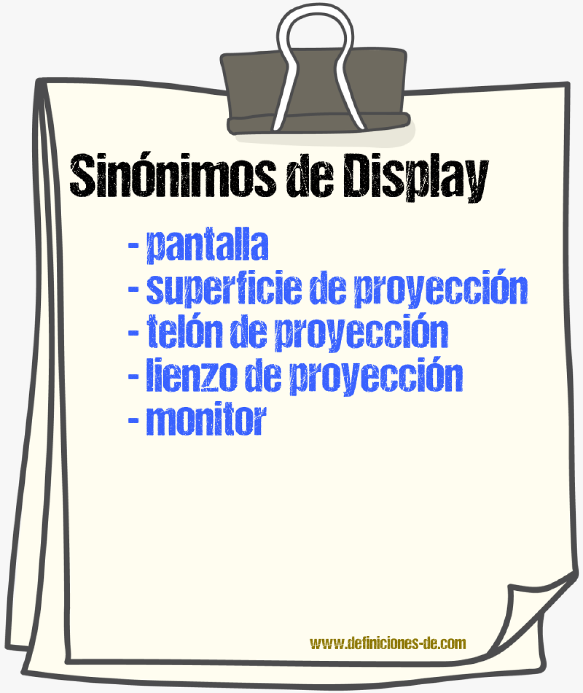 Sinónimos de display