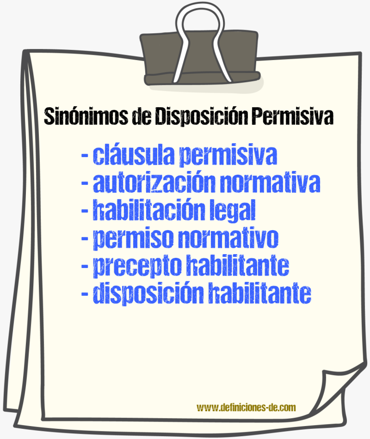 Sinónimos de disposición permisiva