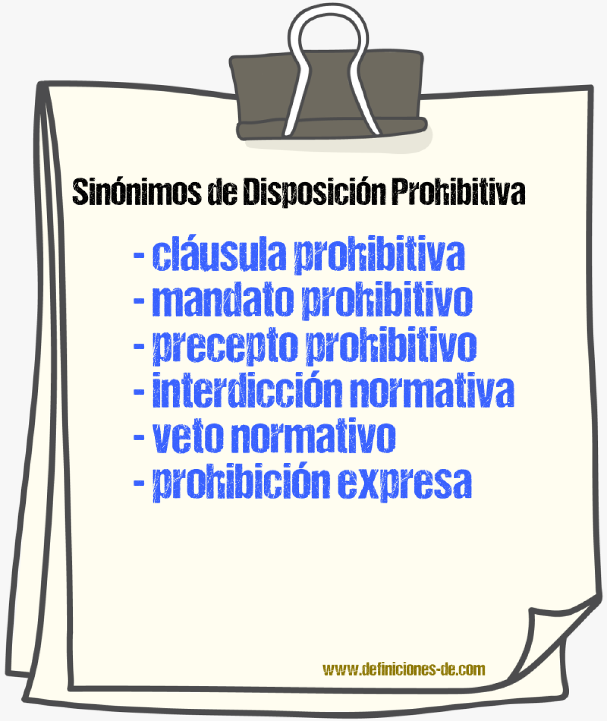 Sinónimos de disposición prohibitiva