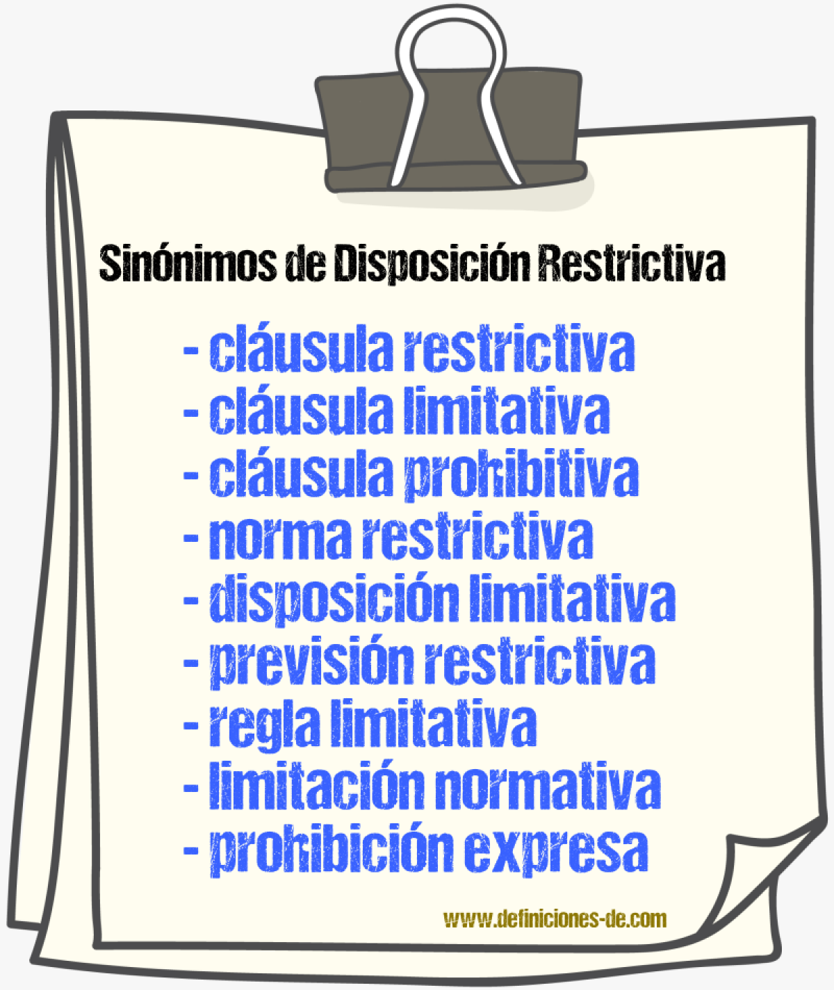 Sinónimos de disposición restrictiva