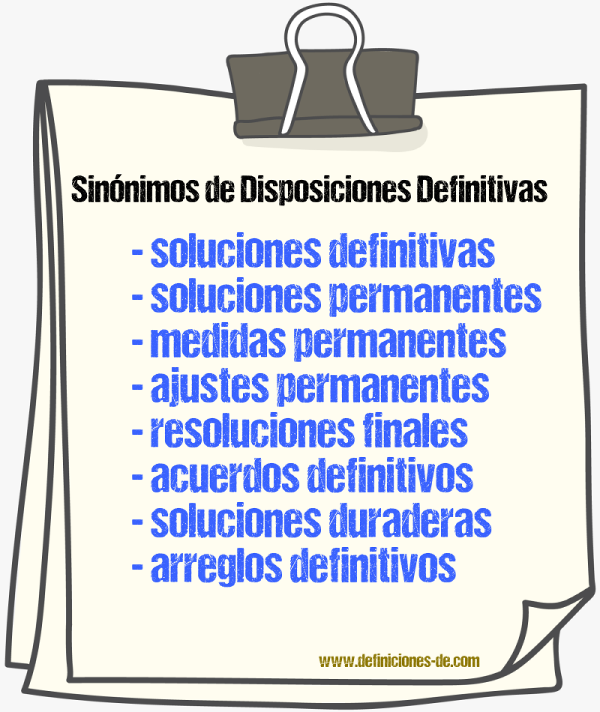 Sinónimos de disposiciones definitivas