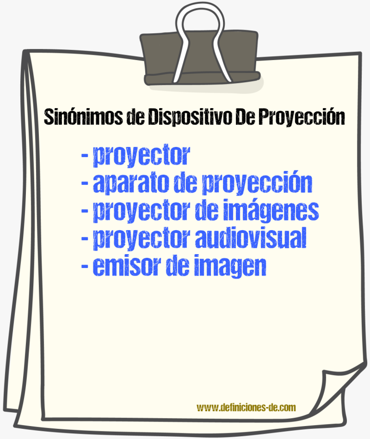 Sinónimos de dispositivo de proyección