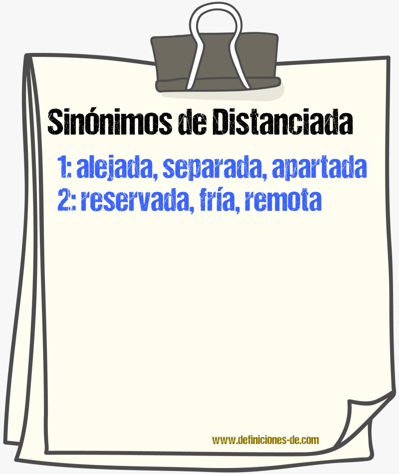 Sinónimos de distanciada