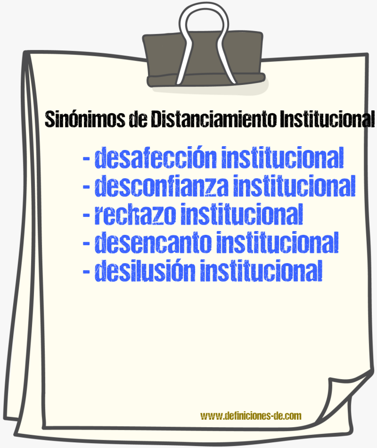 Sinónimos de distanciamiento institucional