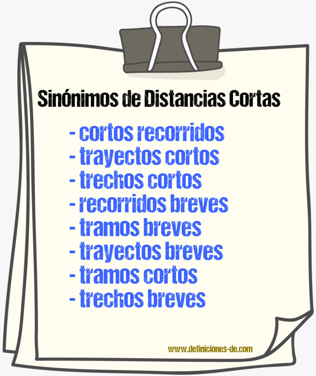 Sinónimos de distancias cortas